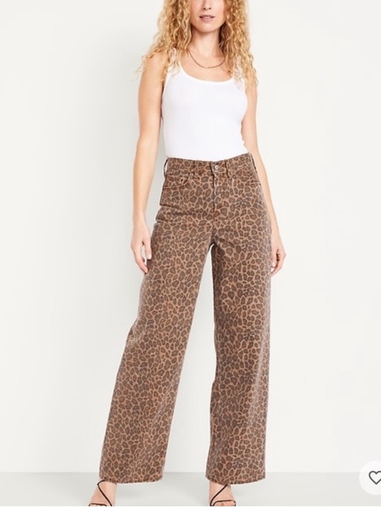 Old Navy Denim - Leopard Print High Rise Baggy Wide-Leg Jeans